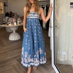 ALEMAIS Acacia printed linen midi dress